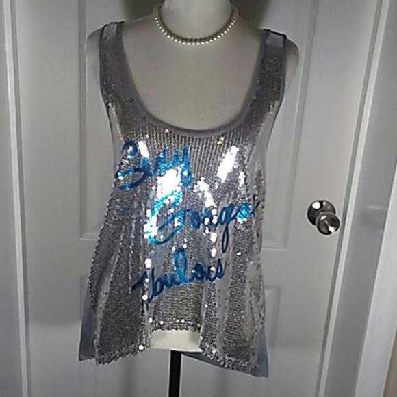 Topia Tops - Sexy gorgeous fabulous sequin Gray tank top